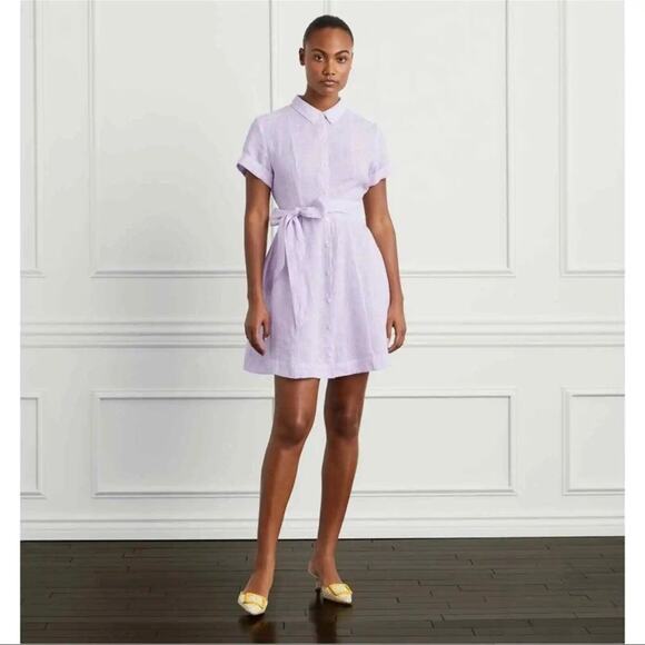 NWT Hill House The Laura Linen Lilac Button-Up Dress Size XS - Picture 2 of 10